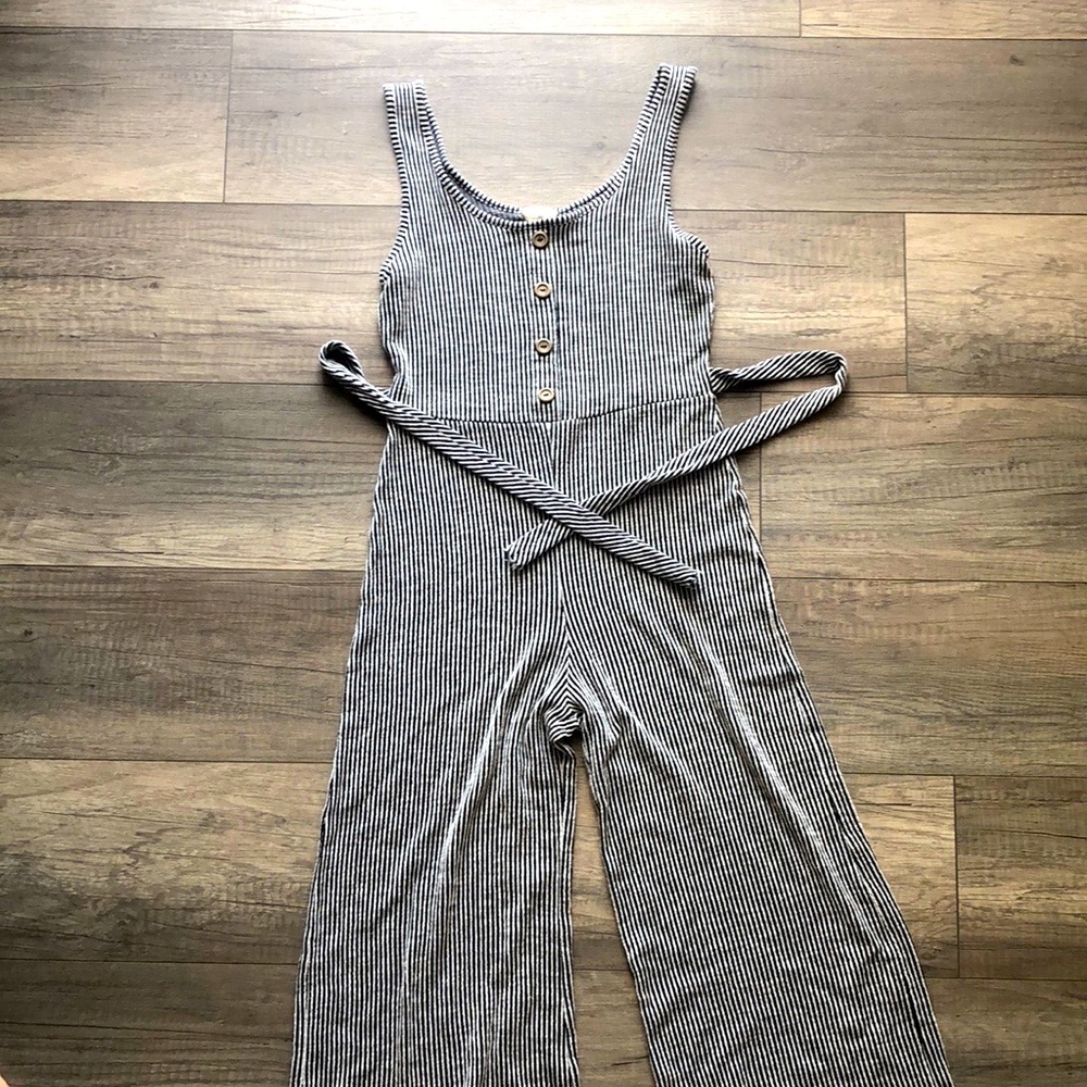 Black/white stripped stretchy romper, size M.